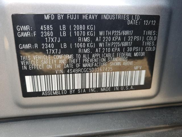 Photo 10 from auction – 2013 SUBARU OUTBACK 2. with VIN 4S4BRCGC5D3267425