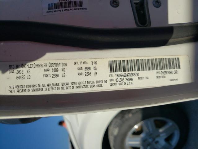 Photo 10 from auction – 2007 DODGE CALIBER SX with VIN 1B3HB48B47D262781