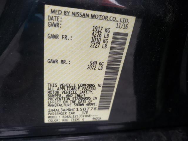 Photo 10 from auction – 2017 NISSAN ALTIMA 2.5 with VIN 1N4AL3AP0HC150778