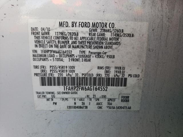 صورة رقم 10 من المزاد - 2010 FORD TAURUS LIM مع VIN 1FAHP2FW6AG164552