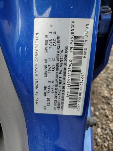 Photo 10 from auction – 2003 MAZDA PROTEGE DX with VIN JM1BJ225931157888