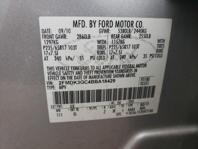 Photo 10 from auction – 2011 FORD EDGE SE with VIN 2FMDK3GC4BBA18429