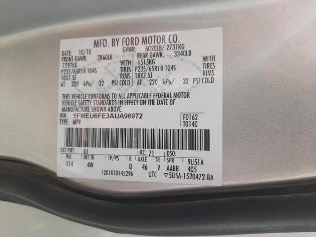 Photo 10 from auction – 2010 FORD EXPLORER L with VIN 1FMEU6FE3AUA96972