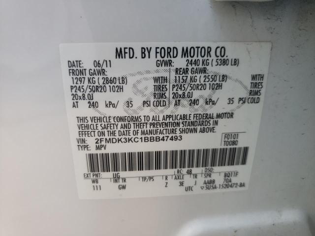 Photo 10 from auction – 2011 FORD EDGE LIMIT with VIN 2FMDK3KC1BBB47493