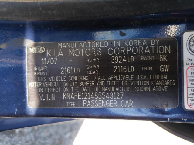 Photo 10 from auction – 2008 KIA SPECTRA EX with VIN KNAFE121485543127