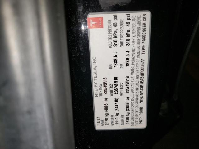 Photo 10 from auction – 2017 TESLA MODEL 3 with VIN 5YJ3E1EA5HF000577