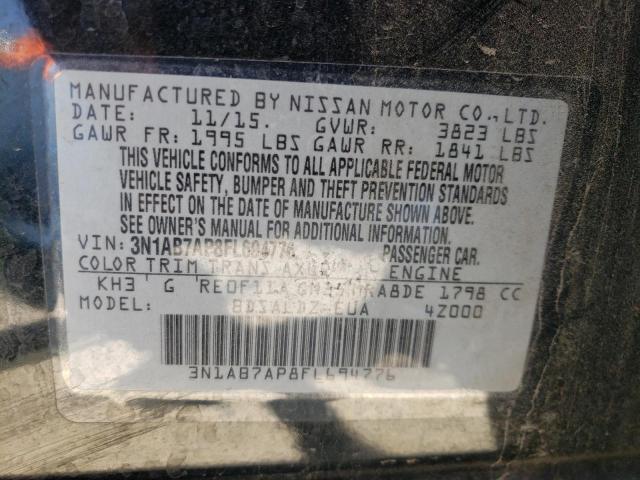 Photo 10 from auction – 2015 NISSAN SENTRA S with VIN 3N1AB7AP8FL694776