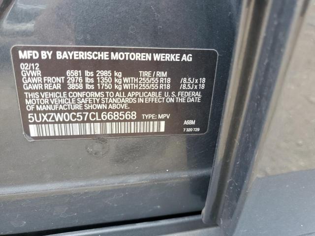 Photo 10 from auction – 2012 BMW X5 XDRIVE3 with VIN 5UXZW0C57CL668568