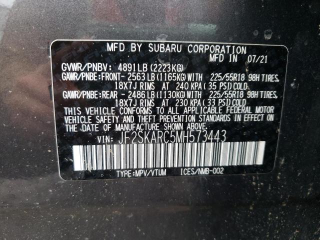 Photo 10 from auction – 2021 SUBARU FORESTER S with VIN JF2SKARC5MH573443
