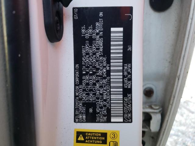 Photo 10 from auction – 2010 TOYOTA HIGHLANDER with VIN JTEZA3EH7A2011776
