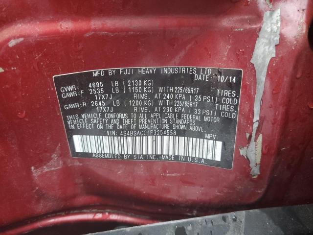 Photo 10 from auction – 2015 SUBARU OUTBACK 2. with VIN 4S4BSACC1F3254558
