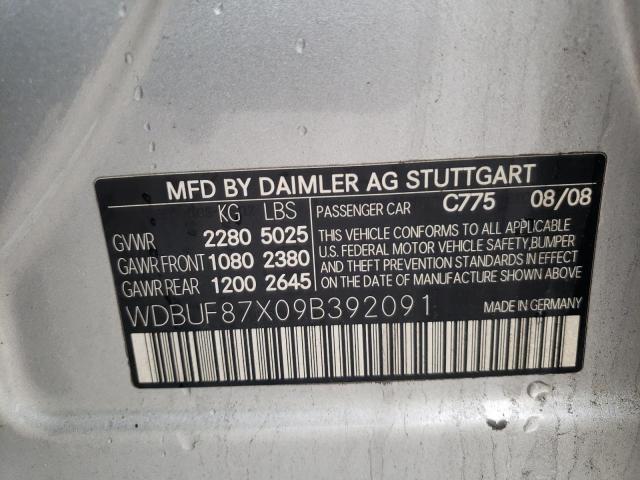 Photo 10 from auction – 2009 MERCEDES-BENZ E 350 4MAT with VIN WDBUF87X09B392091