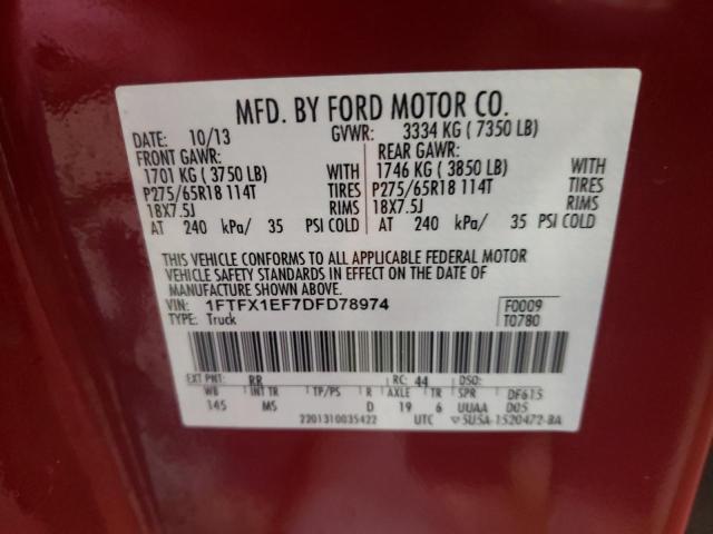 Photo 10 from auction – 2013 FORD F150 SUPER with VIN 1FTFX1EF7DFD78974