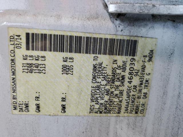 Photo 10 from auction – 2014 NISSAN MAXIMA S with VIN 1N4AA5AP0EC468039