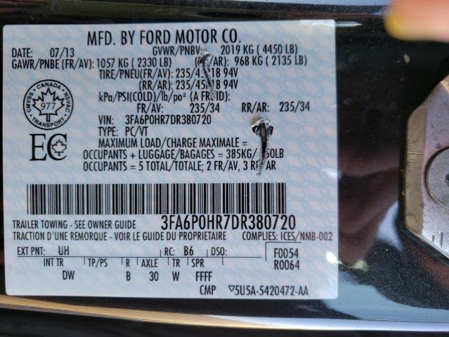 Photo 10 from auction – 2013 FORD FUSION SE with VIN 3FA6P0HR7DR380720