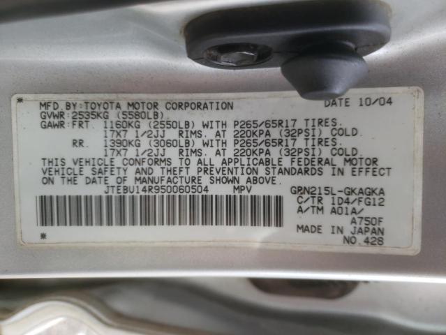 Photo 10 from auction – 2005 TOYOTA 4RUNNER SR with VIN JTEBU14R950060504