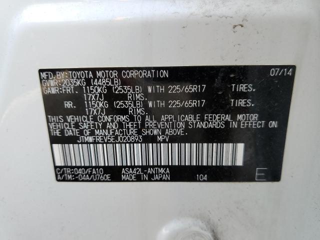 Photo 10 from auction – 2014 TOYOTA RAV4 XLE with VIN JTMWFREV5EJ020893