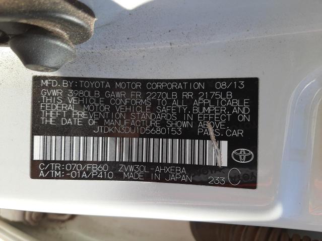 Photo 10 from auction – 2013 TOYOTA PRIUS with VIN JTDKN3DU1D5680153