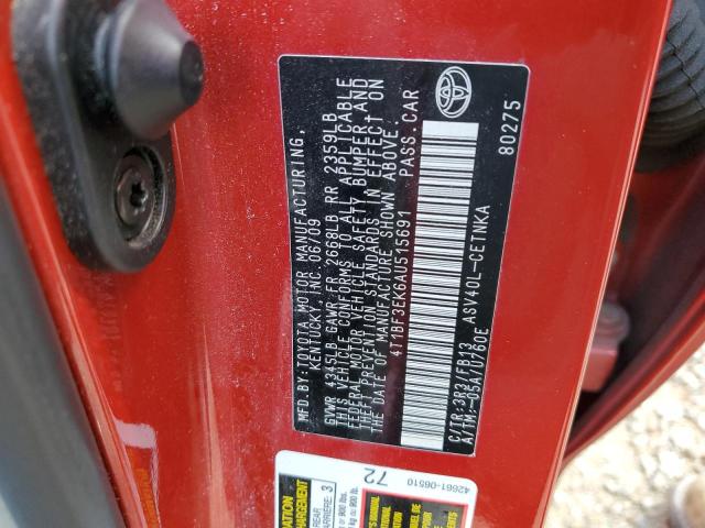 Photo 10 from auction – 2010 TOYOTA CAMRY BASE with VIN 4T1BF3EK6AU515691