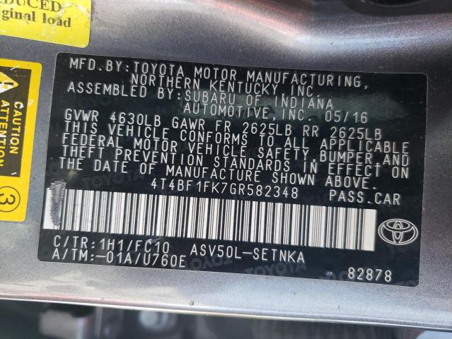 Photo 10 from auction – 2016 TOYOTA CAMRY LE with VIN 4T4BF1FK7GR582348