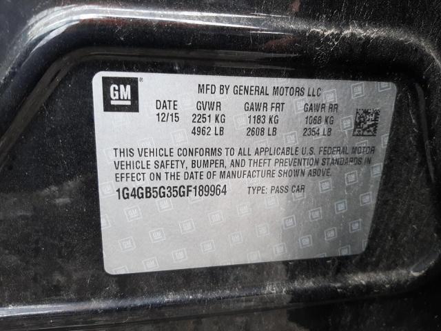 Photo 10 from auction – 2016 BUICK LACROSSE with VIN 1G4GB5G35GF189964