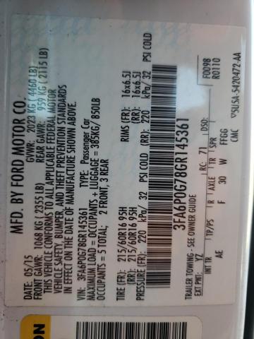 Photo 10 from auction – 2016 FORD FUSION S with VIN 3FA6P0G78GR145361