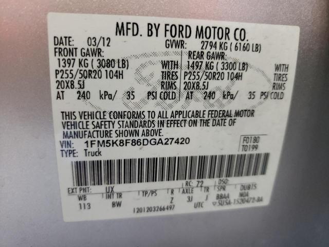 Photo 10 from auction – 2013 FORD EXPLORER L with VIN 1FM5K8F86DGA27420