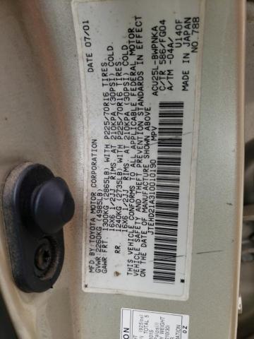Photo 10 from auction – 2001 TOYOTA HIGHLANDER with VIN JTEHD21A310010190