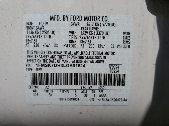 Photo 10 from auction – 2020 FORD EXPLORER X with VIN 1FMSK7DH3LGA91624