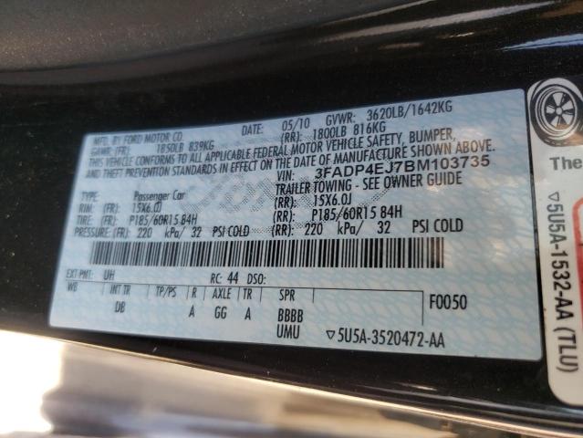 Zdjęcie 10 z aukcji – 2011 FORD FIESTA SE z VIN 3FADP4EJ7BM103735