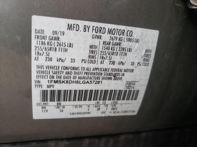 Photo 10 from auction – 2020 FORD EXPLORER X with VIN 1FMSK8DH8LGA57281