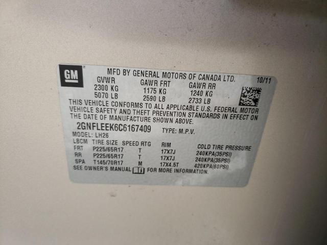 Photo 10 from auction – 2012 CHEVROLET EQUINOX LT with VIN 2GNFLEEK6C6167409
