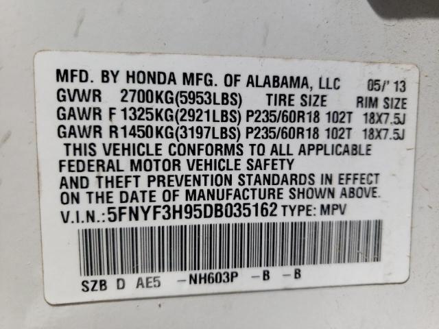Photo 10 from auction – 2013 HONDA PILOT TOUR with VIN 5FNYF3H95DB035162