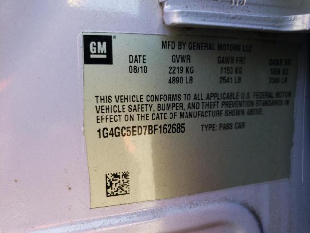 Photo 10 from auction – 2011 BUICK LACROSSE C with VIN 1G4GC5ED7BF162685