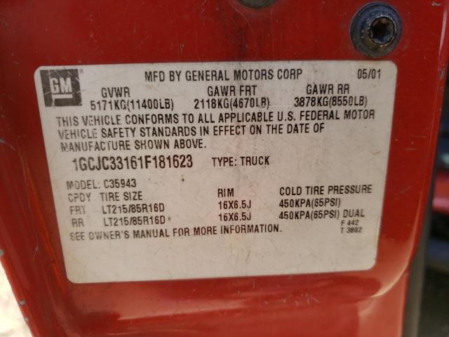 Photo 10 from auction – 2001 CHEVROLET SILVERADO with VIN 1GCJC33161F181623