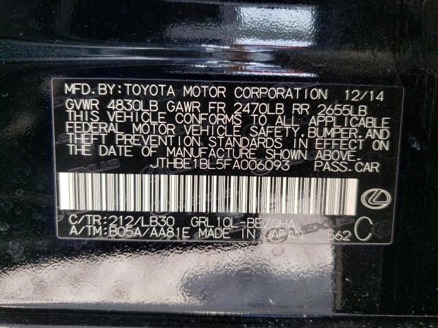 Photo 10 from auction – 2015 LEXUS GS 350 with VIN JTHBE1BL5FA006093