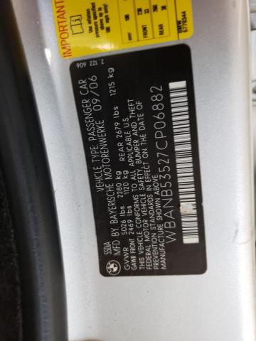 Photo 10 from auction – 2007 BMW 550 I with VIN WBANB53527CP06882