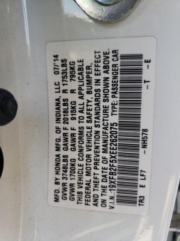 Photo 10 from auction – 2014 HONDA CIVIC LX with VIN 19XFB2F5XEE262075