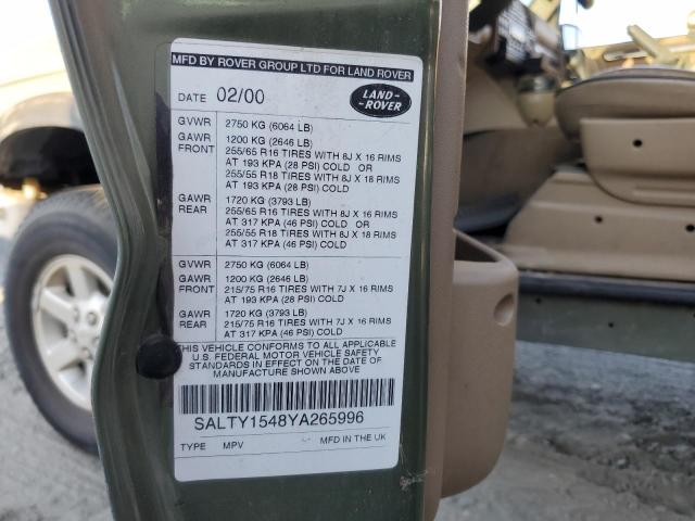 Photo 10 from auction – 2000 LAND ROVER DISCOVERY with VIN SALTY1548YA265996
