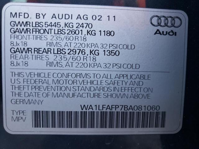Photo 10 from auction – 2011 AUDI Q5 PREMIUM with VIN WA1LFAFP7BA081060