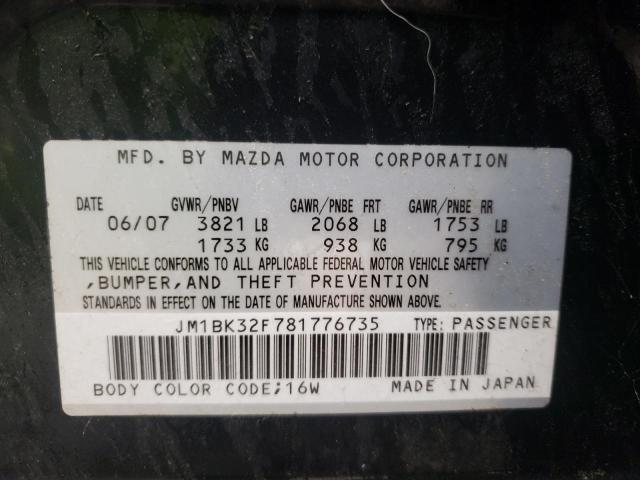 Photo 10 from auction – 2008 MAZDA 3 I with VIN JM1BK32F781776735