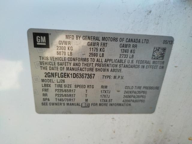 Photo 10 from auction – 2013 CHEVROLET EQUINOX LT with VIN 2GNFLGEK1D6367367