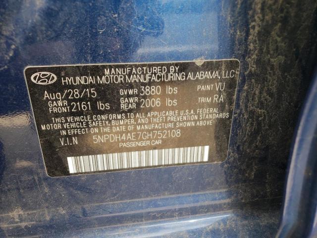 Photo 10 from auction – 2016 HYUNDAI ELANTRA SE with VIN 5NPDH4AE7GH752108
