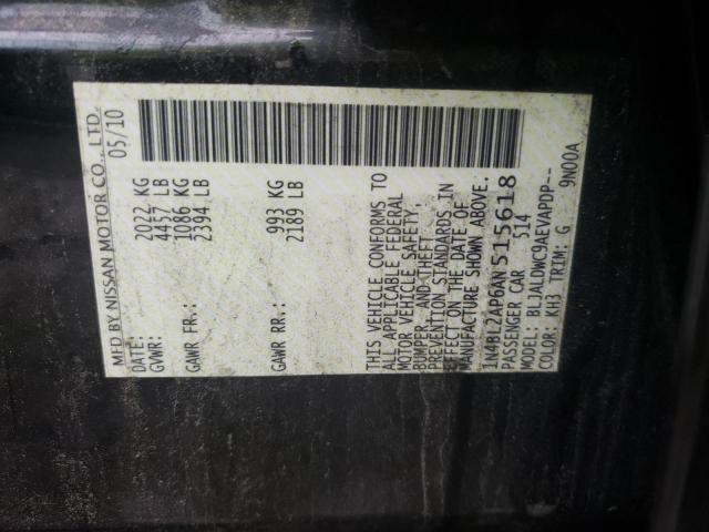 Photo 10 from auction – 2010 NISSAN ALTIMA SR with VIN 1N4BL2AP6AN515618