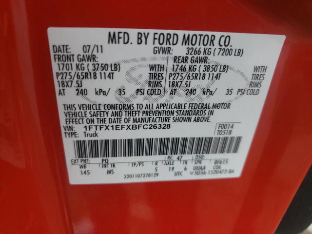 Photo 10 from auction – 2011 FORD F150 SUPER with VIN 1FTFX1EFXBFC26328