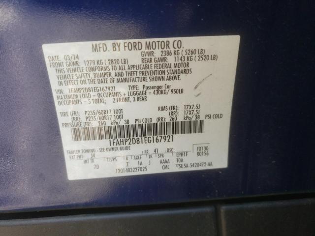 Photo 10 from auction – 2014 FORD TAURUS SE with VIN 1FAHP2D81EG167921