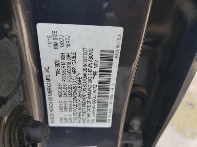 Photo 10 from auction – 2016 HONDA CR-V TOURI with VIN 5J6RM4H99GL015072