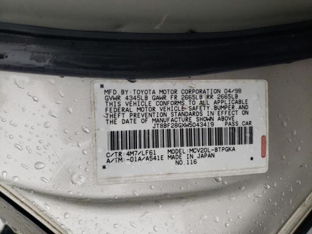 Photo 10 from auction – 1998 LEXUS ES 300 with VIN JT8BF28GXW5043419