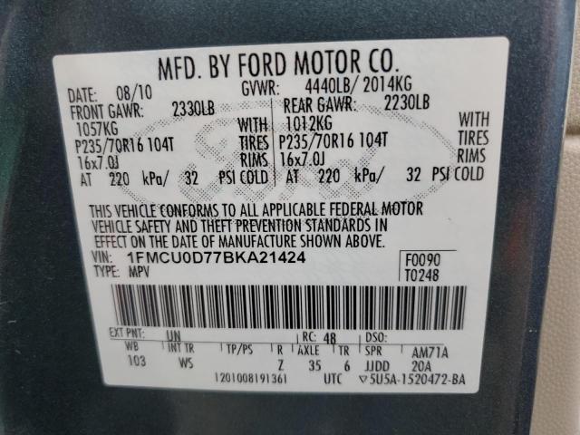 Photo 10 from auction – 2011 FORD ESCAPE XLT with VIN 1FMCU0D77BKA21424