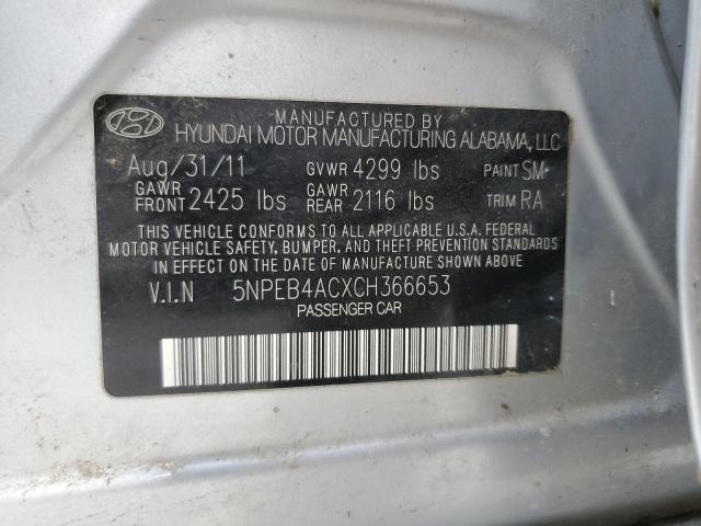 Photo 10 from auction – 2012 HYUNDAI SONATA GLS with VIN 5NPEB4ACXCH366653